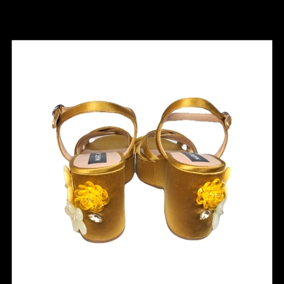 Marc Jacobs Gold Satin Embellished Platform Sandals - Picture 5 of 11